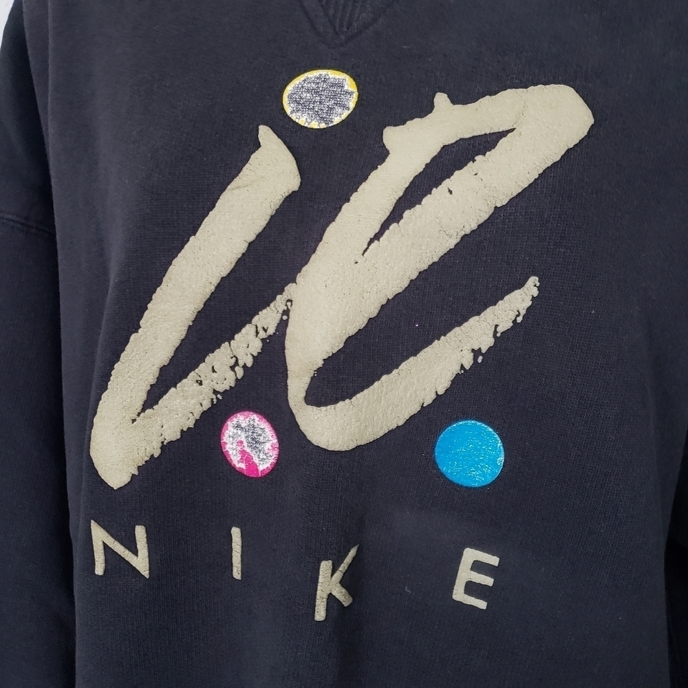 Nike Vintage Women's Pullover Sweatshirt Black IE 90s Y2K Oversized One Size Top - Picture 5 of 6